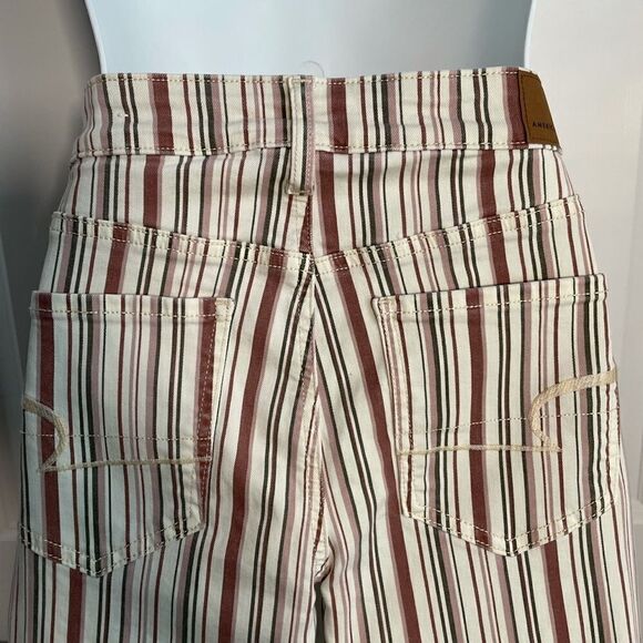 American Eagle Hi Rise Striped Jeggings Pants Brown Size 6 - Picture 12 of 13